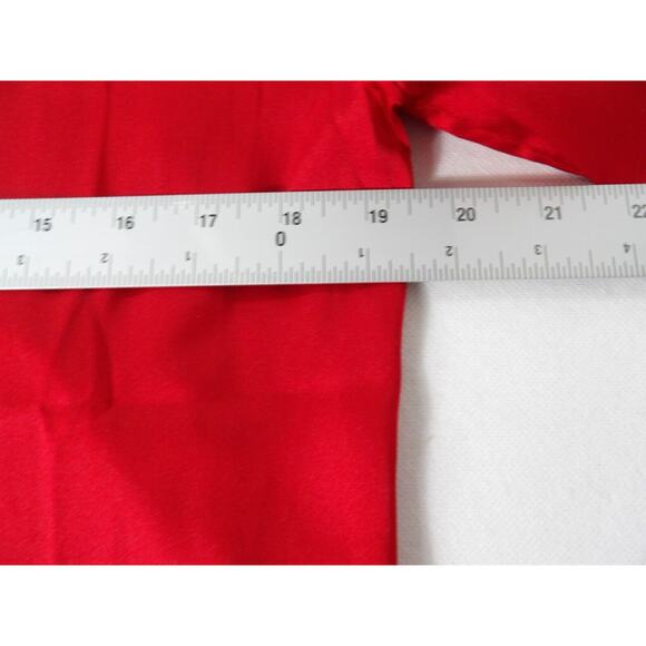 Chicos 0 Sz 4 Satin Blouse Red Solid Smocked Cuff Blouse Wild Poppy Button Up - Picture 13 of 14